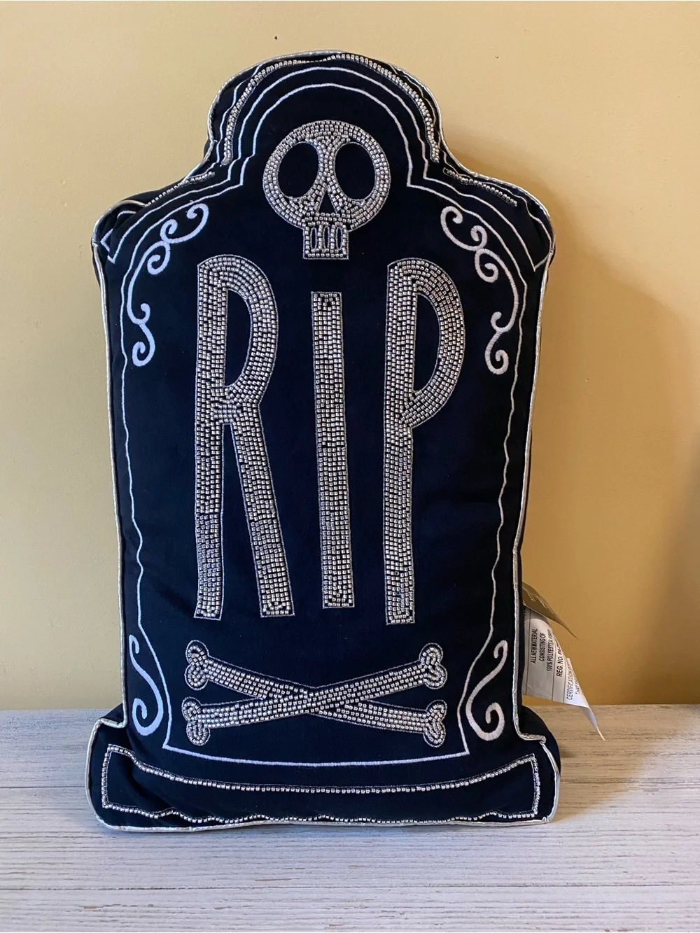 RIP Tombstone Decorative Pillow - Black